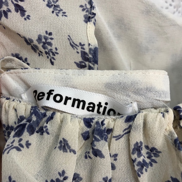 Reformation Size 10 Ivory & Blue Dress - Picture 5 of 6